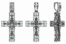 Кресты с камнями ПК-001б 925 (4 Фианит круг 2 0,256)