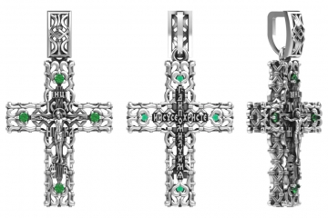 Кресты с камнями ПК-001б 925 (4 Фианит круг 2 0,256)